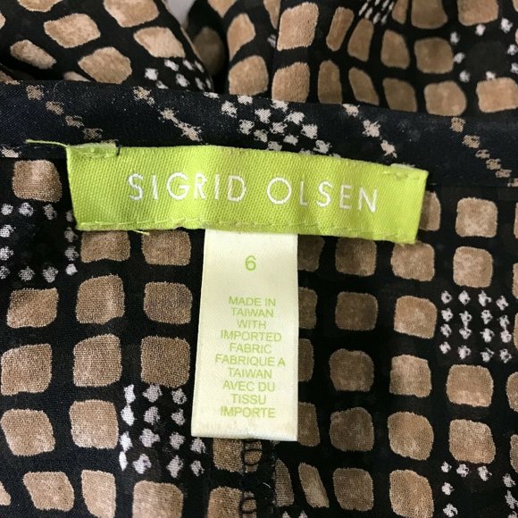 Sigrid Olsen Womens Long Sleeves Round Neck Sheer Brown Blouse Top Size 6 - Picture 4 of 7